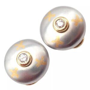 Authentic! Tiffany & Co Platinum + 18k Yellow Gold Picasso Diamond X Earrings